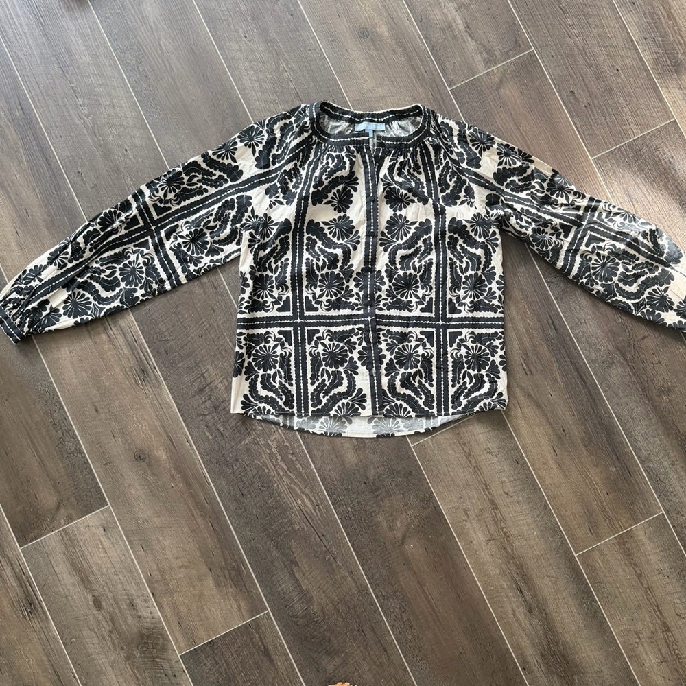 ANTONIO MELANI Black and Cream Floral Blouse
